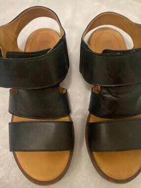 MM6 Maison Margiela Paris Gladiator Black Leather Velcro Sandals Size EU36 US6